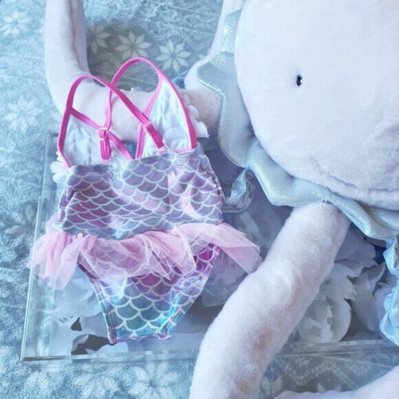 NWT Floatimini Mermaid Petal pink & blue ruffle one piece swimsuit - Picture 4 of 11